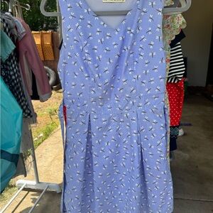 SM Wardrobe Blue Sleeveless Dress with Dragonfly Print